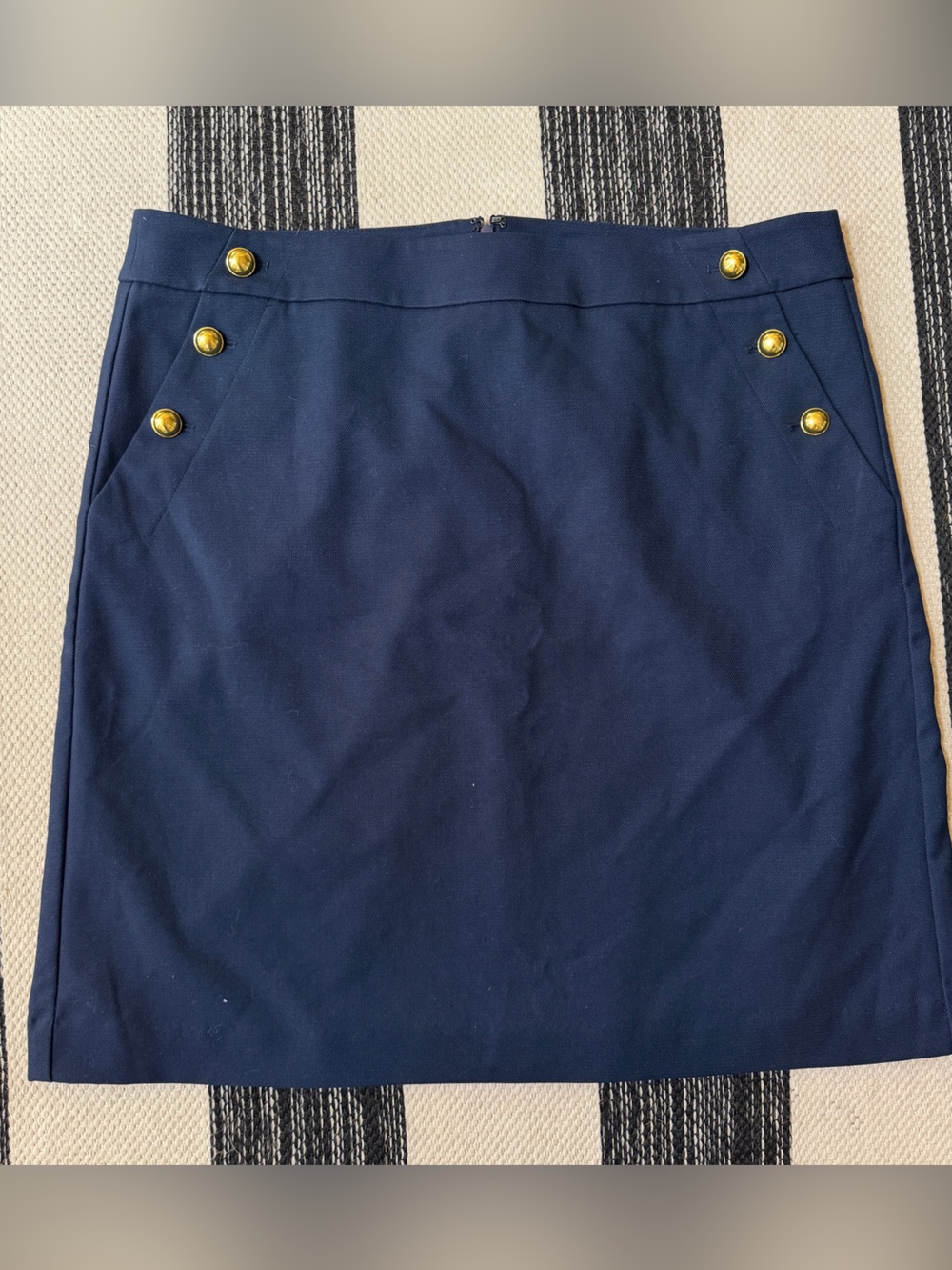 LOFT Women's Navy Blue Sailor-Button Pencil Skirt Size 16 New